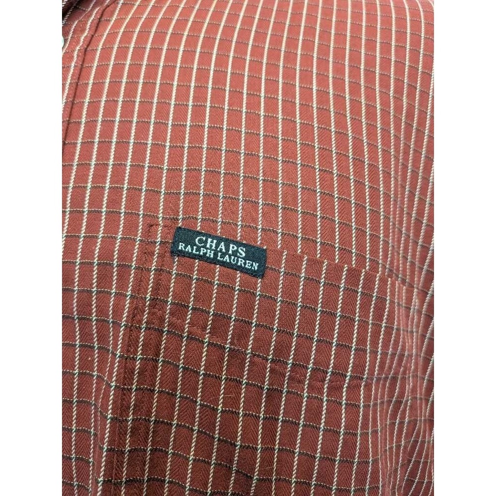 Chaps Ralph Lauren Men's Red Pinstripe Button Down Shirt Size L - Picture 2 of 9